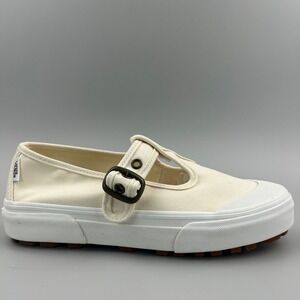 Vans Style 93 Mary Jane Women Size 7 Beige Linen Canvas Buckle Shoes NEW